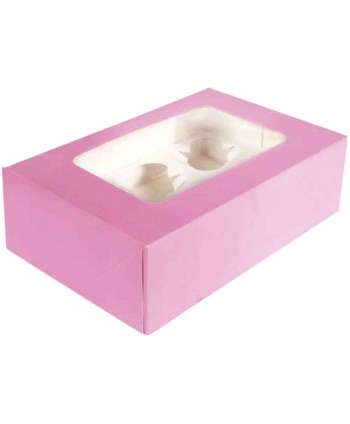 Caja 4 cupcakes color rosa