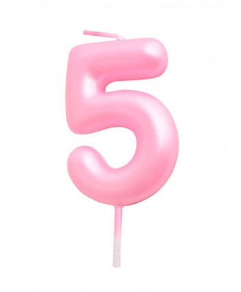 Vela número 5 rosa pastel