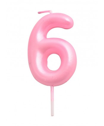 Vela número 6 rosa pastel