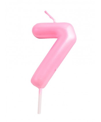 Vela número 7 rosa pastel