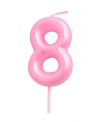 Vela número 8 rosa pastel
