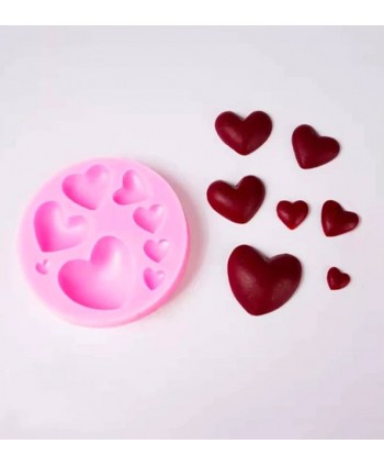 8 corazones molde silicona